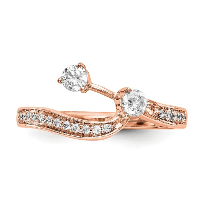 Goldia 034ct CZ Solid Real 14k Rose Contoured Wedding Wedding Band Ring Rings