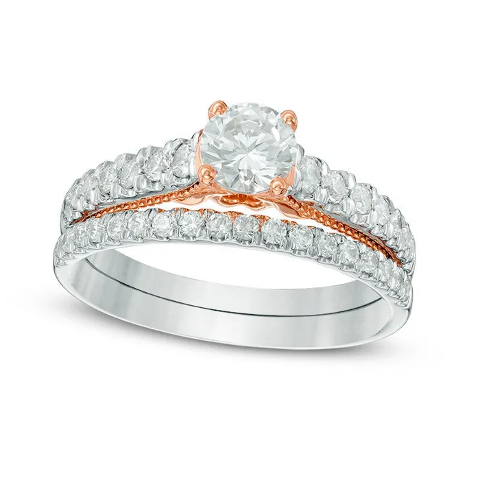 Goldia 10 CT TW Natural Diamond Bridal Engagement Ring Set in Solid 14K TwoTone Gold Rings Goldia 10 CT TW Natural Diamond Bridal Engagement Ring Set in Solid 14K TwoTone Gold Rings