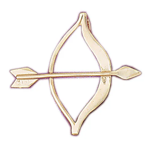 Goldia 14K Gold Native Indian Bow and Arrow Pendant Necklaces