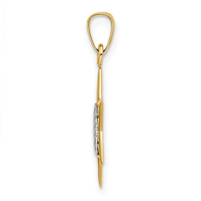 Goldia 14k Twotone Gold Polished Solid Star and Torah Pendant Rings
