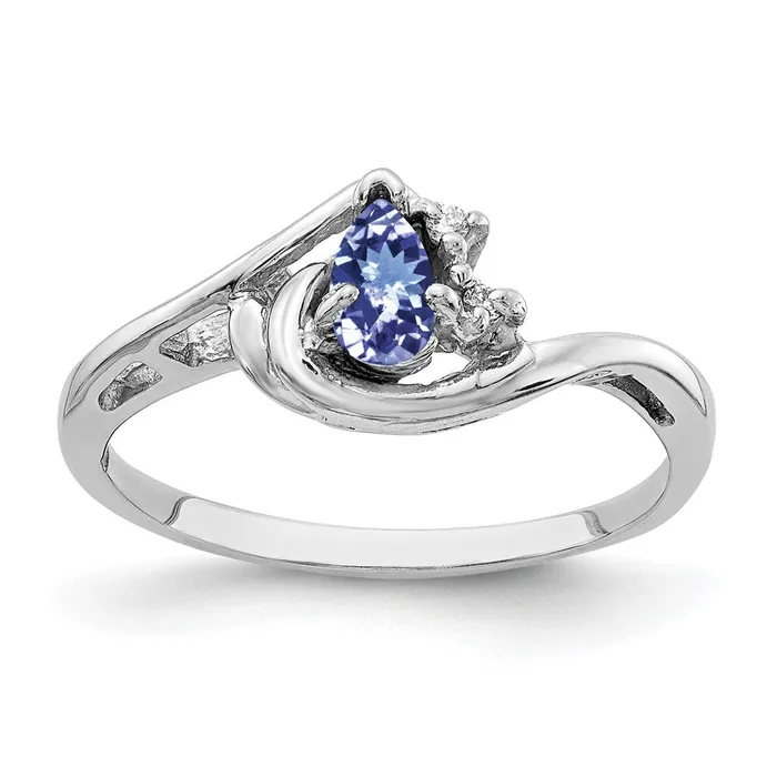 Goldia 14k White Gold 5x3mm Pear Tanzanite A Diamond ring Rings
