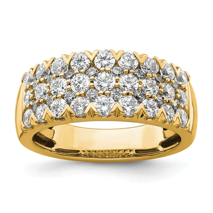 Goldia 14k Yellow Gold 1 12 Ct Lab Grown Diamond VSSI G Triple Row Fashion Band Ring Rings Goldia 14k Yellow Gold 1 12 Ct Lab Grown Diamond VSSI G Triple Row Fashion Band Ring Rings
