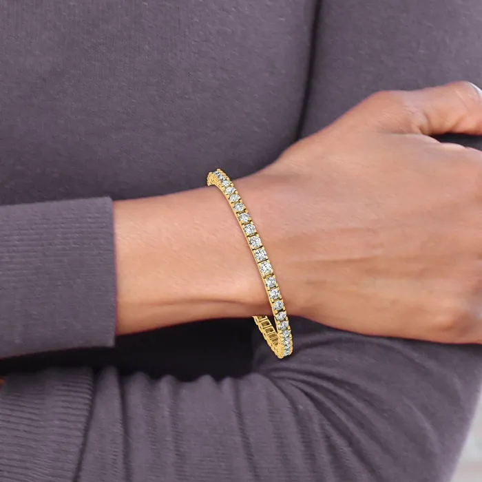 Goldia 14k Yellow Gold 5 78 Ct Lab Grown Diamond VSSI G Round Tennis Bracelet Bracelets