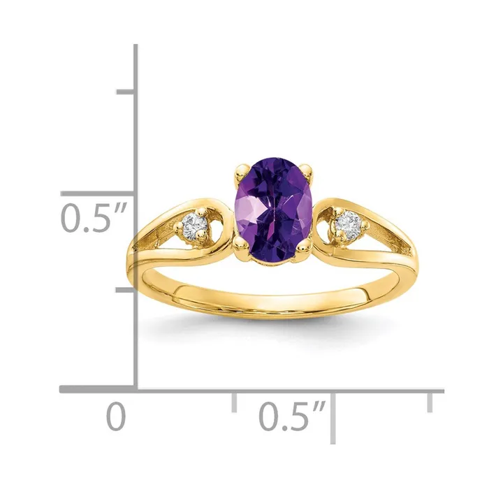 Goldia 14k Yellow Gold 7x5mm Oval Amethyst AA Diamond ring Rings