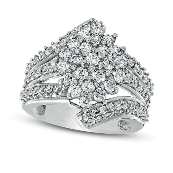 Goldia 20 CT TW Composite Natural Diamond Bypass Waterfall Ring in Solid 10K White Gold Rings Goldia 20 CT TW Composite Natural Diamond Bypass Waterfall Ring in Solid 10K White Gold Rings