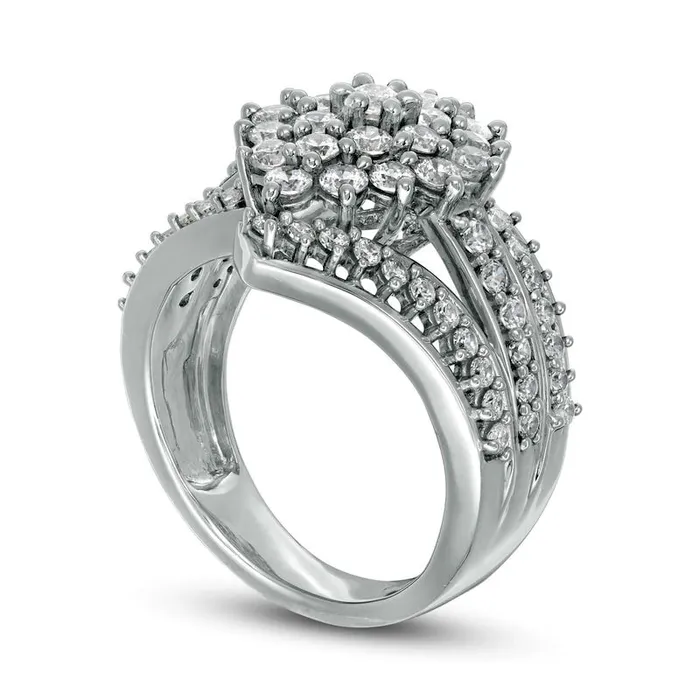 Goldia 20 CT TW Composite Natural Diamond Bypass Waterfall Ring in Solid 10K White Gold Rings Goldia 20 CT TW Composite Natural Diamond Bypass Waterfall Ring in Solid 10K White Gold Rings