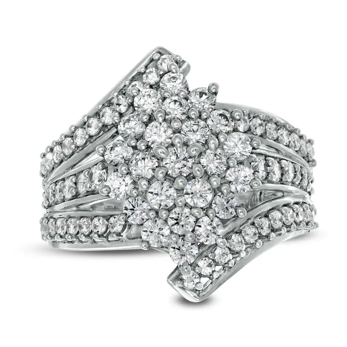 Goldia 20 CT TW Composite Natural Diamond Bypass Waterfall Ring in Solid 10K White Gold Rings Goldia 20 CT TW Composite Natural Diamond Bypass Waterfall Ring in Solid 10K White Gold Rings