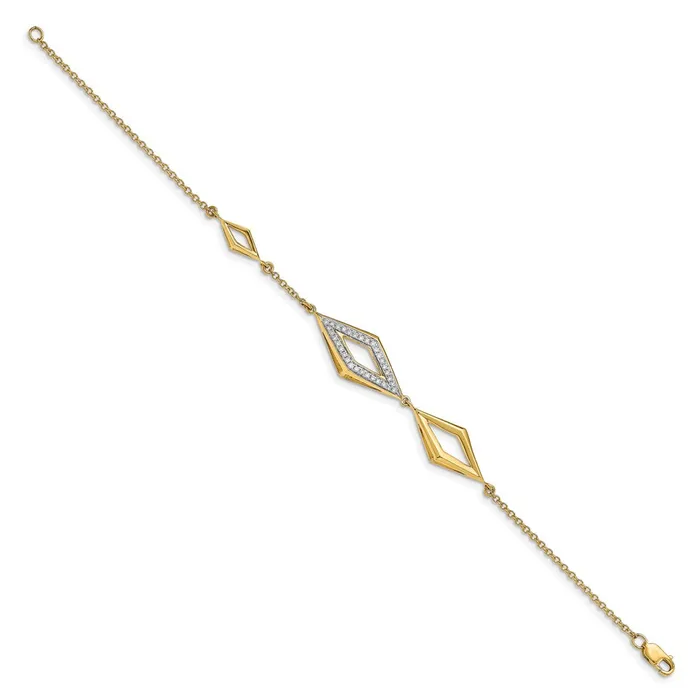 goldiaca 14k Yellow Gold Polished Fancy Natural Diamond 7in Bracelet Bracelets