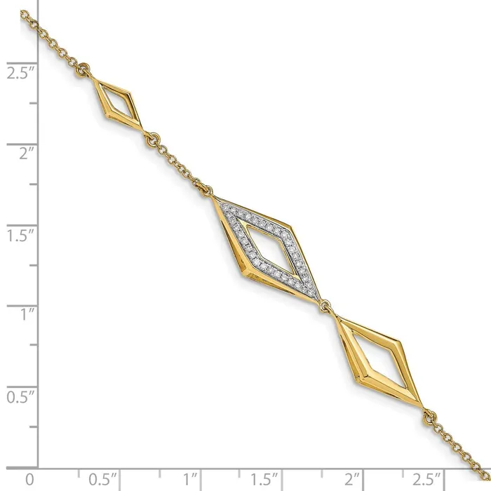 goldiaca 14k Yellow Gold Polished Fancy Natural Diamond 7in Bracelet Bracelets