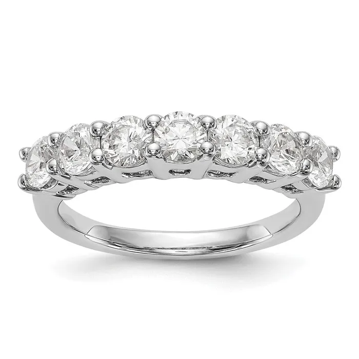 goldiaca Rings 14K White Gold 7Stone Real Diamond Band