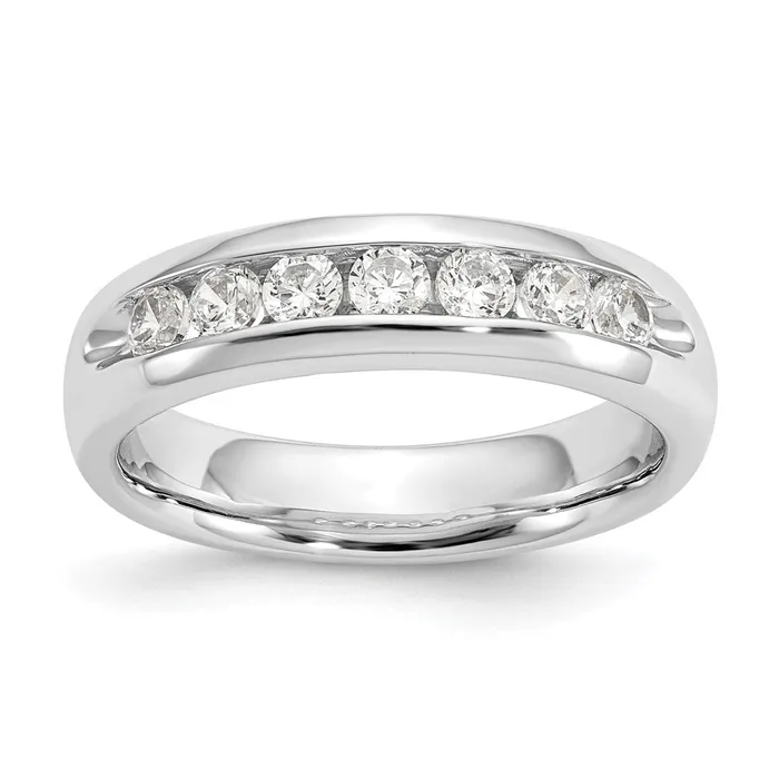 goldiaca Rings 14K White Gold 7Stone Real Diamond Channel Band