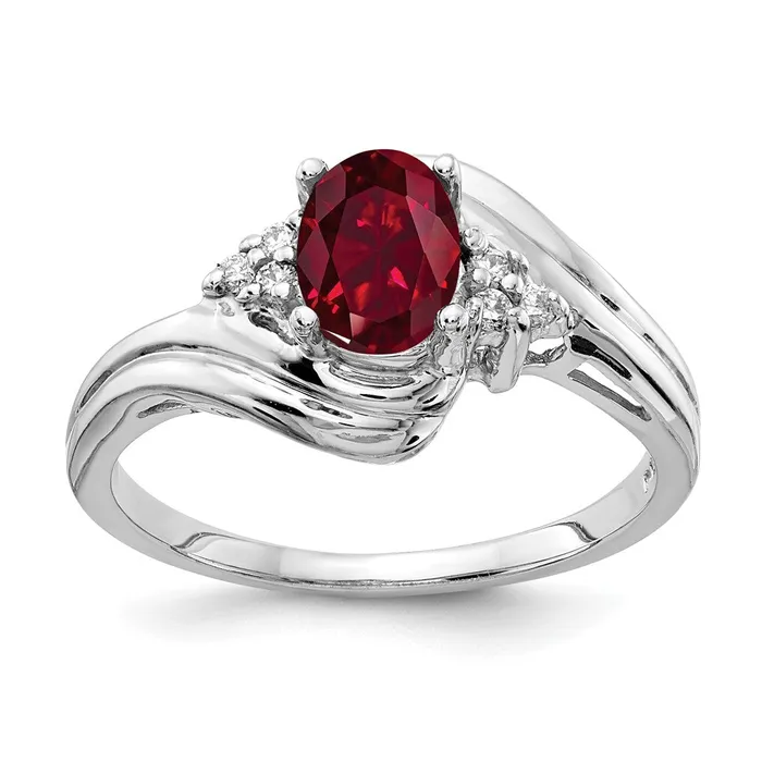 goldiaca Rings 14k White Gold 7x5mm Oval Created Ruby VS Real Diamond ring goldiaca Rings 14k White Gold 7x5mm Oval Created Ruby VS Real Diamond ring