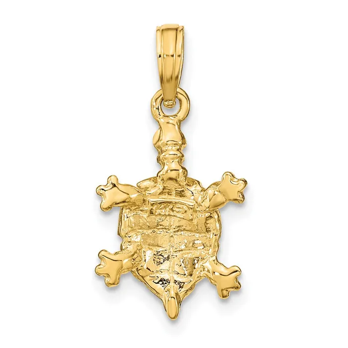 Goldia Charm Necklaces 14k Yellow Gold wtih Green Enamel Land Turtle Charm