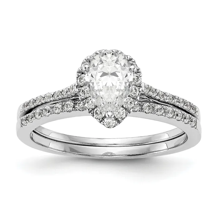 Goldiacom 13 Ct Natural Pear Shape Diamond Semimount Engagement Ring in 14K White Gold Rings