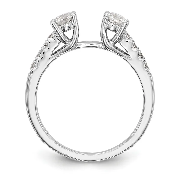 Goldiacom 14K White Gold 3 Stone Diamond Peg Set CZ Engagement Ring Rings