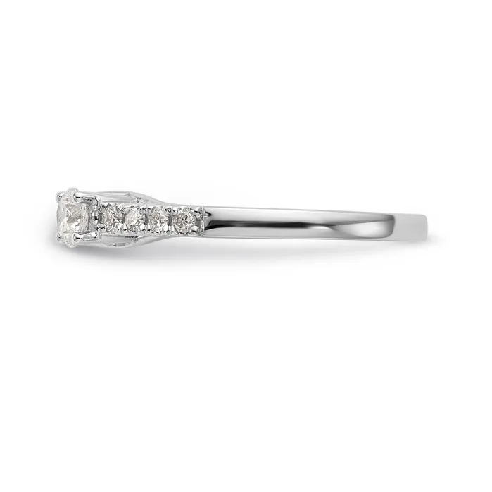 Goldiacom 14K White Gold 3 Stone Diamond Peg Set CZ Engagement Ring Rings