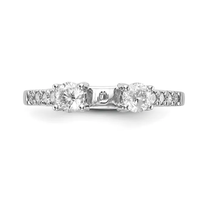 Goldiacom 14K White Gold 3 Stone Diamond Peg Set CZ Engagement Ring Rings