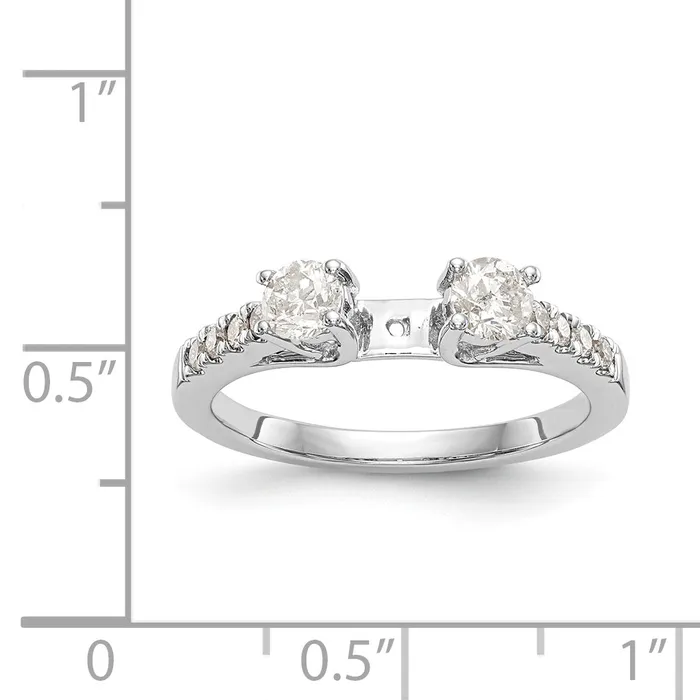 Goldiacom 14K White Gold 3 Stone Diamond Peg Set CZ Engagement Ring Rings
