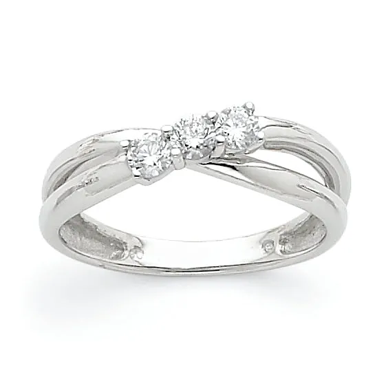 Goldiacom 14k White Gold VS Diamond three stone ring Rings