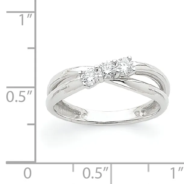 Goldiacom 14k White Gold VS Diamond three stone ring Rings