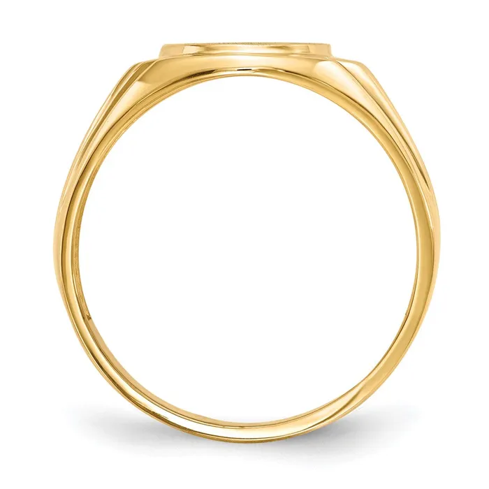 Goldiacom 14K Yellow Gold 135x100mm Open Back AA Real Diamond Mens Signet Ring Rings