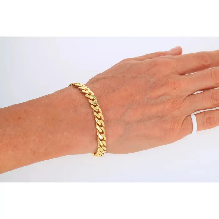 Goldiacom Bracelets 14k Yellow Gold Royal Monaco Miami Cuban Link 75mm Chain Bracelet Box Clasp 9