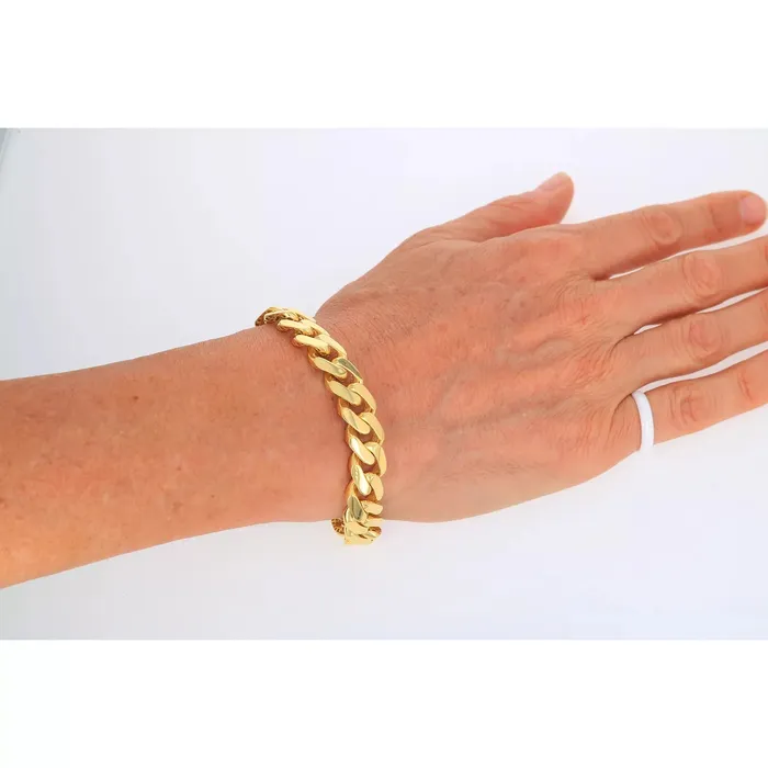 Goldiacom Bracelets 14k Yellow Gold Royal Monaco Miami Cuban Link 75mm Chain Bracelet Box Clasp 9