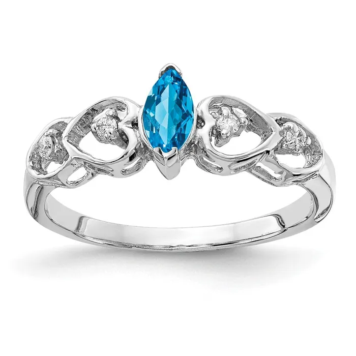 Goldiacom Rings 14k White Gold 6x3mm Marquise Blue Topaz AA Real Diamond ring Goldiacom Rings 14k White Gold 6x3mm Marquise Blue Topaz AA Real Diamond ring