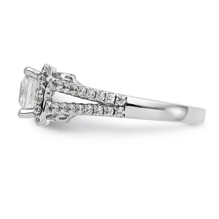 Goldiacom Rings 14K White Gold Diamond Princess CZ Halo Engagement Ring