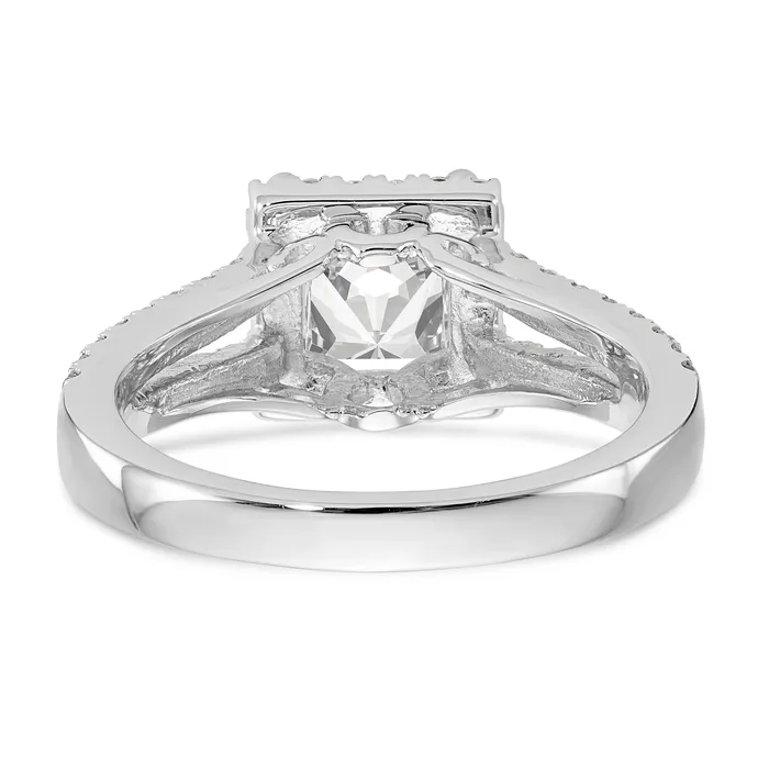 Goldiacom Rings 14K White Gold Diamond Princess CZ Halo Engagement Ring