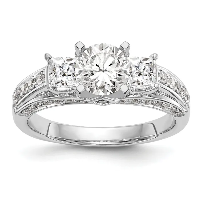 Goldiacom Rings 14K White Gold Peg Set Simulated Diamond Engagement Ring Goldiacom Rings 14K White Gold Peg Set Simulated Diamond Engagement Ring