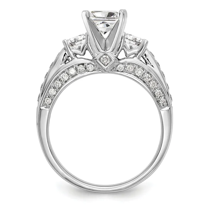 Goldiacom Rings 14K White Gold Peg Set Simulated Diamond Engagement Ring Goldiacom Rings 14K White Gold Peg Set Simulated Diamond Engagement Ring