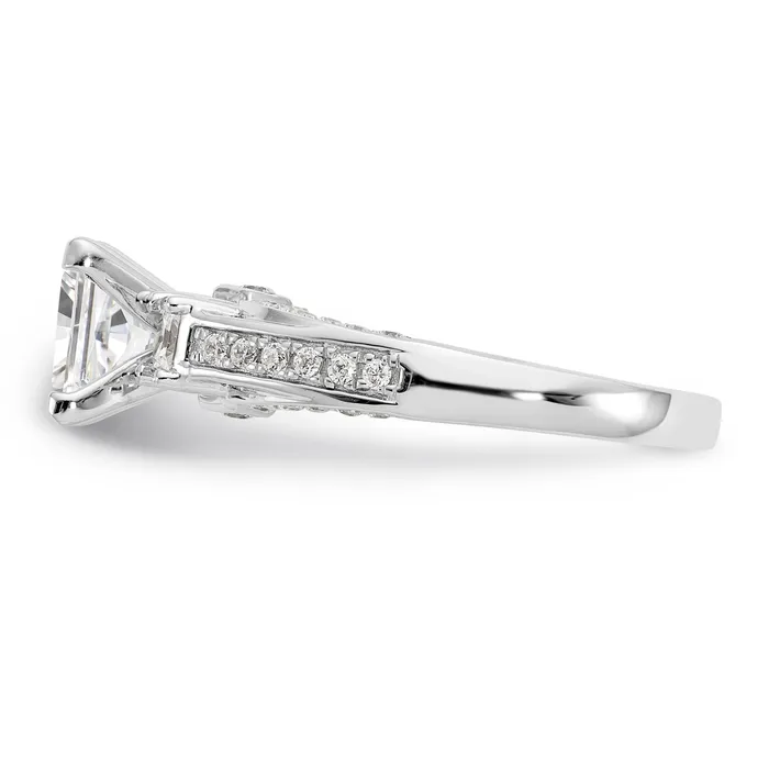 Goldiacom Rings 14K White Gold Peg Set Simulated Diamond Engagement Ring Goldiacom Rings 14K White Gold Peg Set Simulated Diamond Engagement Ring