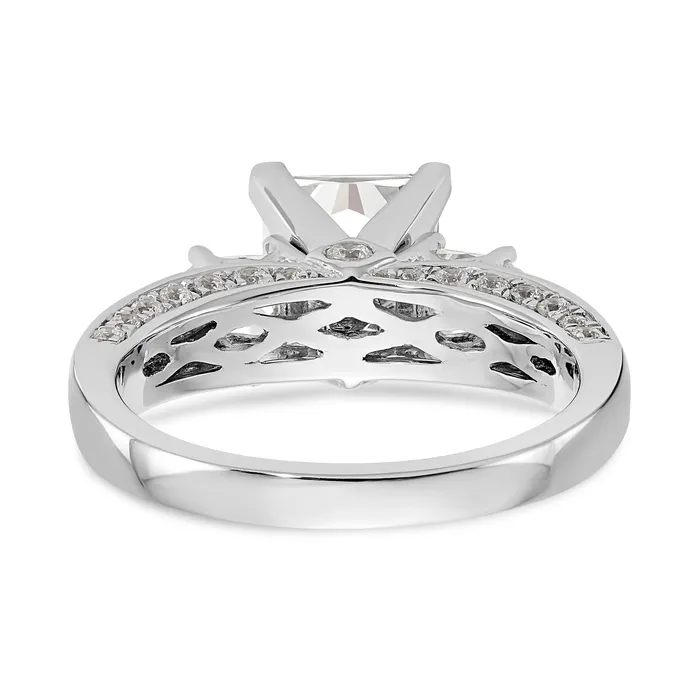 Goldiacom Rings 14K White Gold Peg Set Simulated Diamond Engagement Ring Goldiacom Rings 14K White Gold Peg Set Simulated Diamond Engagement Ring