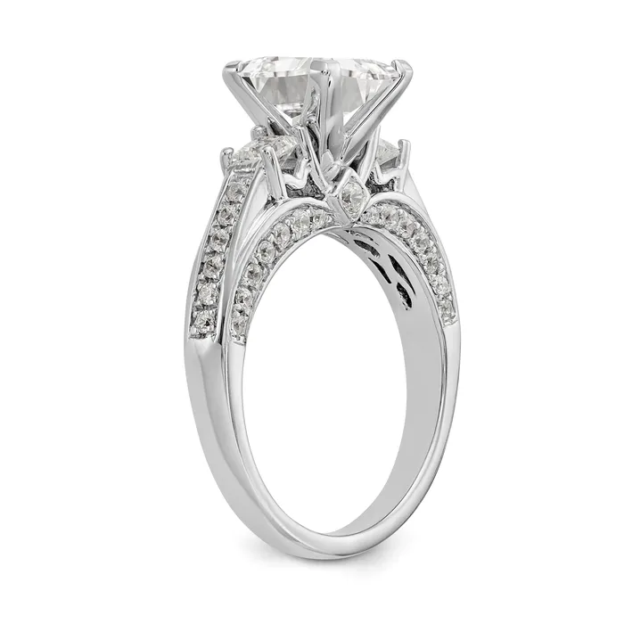 Goldiacom Rings 14K White Gold Peg Set Simulated Diamond Engagement Ring Goldiacom Rings 14K White Gold Peg Set Simulated Diamond Engagement Ring