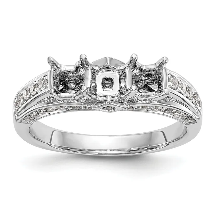 Goldiacom Rings 14K White Gold Peg Set Simulated Diamond Engagement Ring Goldiacom Rings 14K White Gold Peg Set Simulated Diamond Engagement Ring