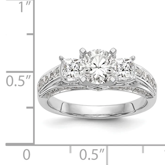 Goldiacom Rings 14K White Gold Peg Set Simulated Diamond Engagement Ring Goldiacom Rings 14K White Gold Peg Set Simulated Diamond Engagement Ring