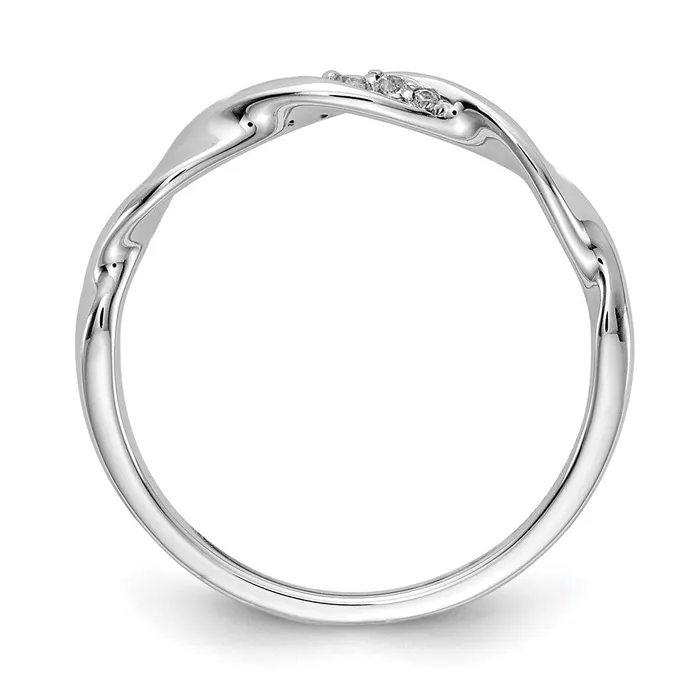 Goldiacom Rings 14k White Gold Real Diamond Fancy Twist Ring