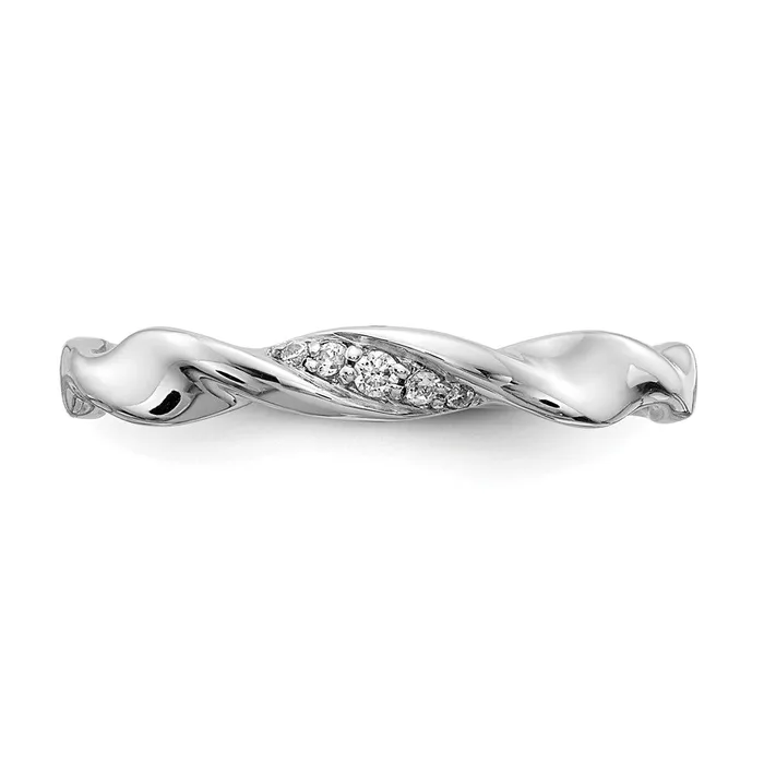 Goldiacom Rings 14k White Gold Real Diamond Fancy Twist Ring