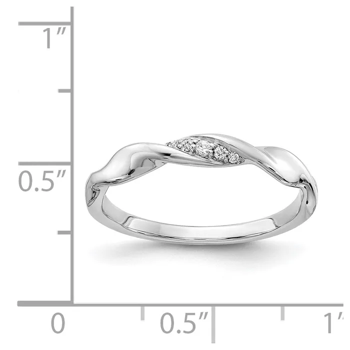 Goldiacom Rings 14k White Gold Real Diamond Fancy Twist Ring
