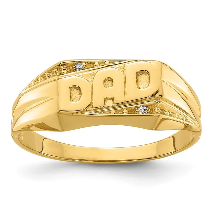 Goldiacom Rings Mens DAD Fathers Day Natural Diamond Ring in 14K Yellow Gold Goldiacom Rings Mens DAD Fathers Day Natural Diamond Ring in 14K Yellow Gold