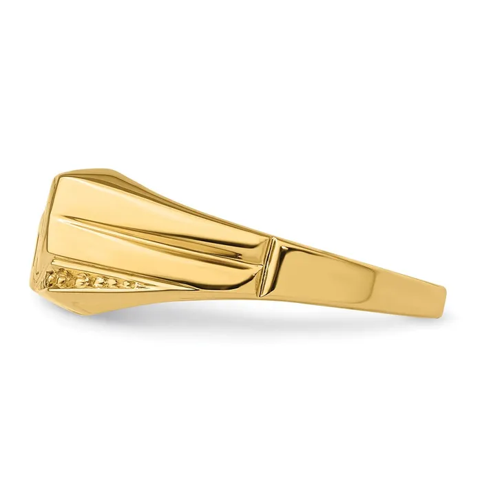 Goldiacom Rings Mens DAD Fathers Day Natural Diamond Ring in 14K Yellow Gold