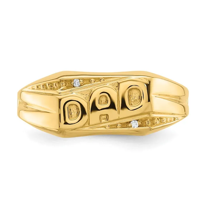 Goldiacom Rings Mens DAD Fathers Day Natural Diamond Ring in 14K Yellow Gold
