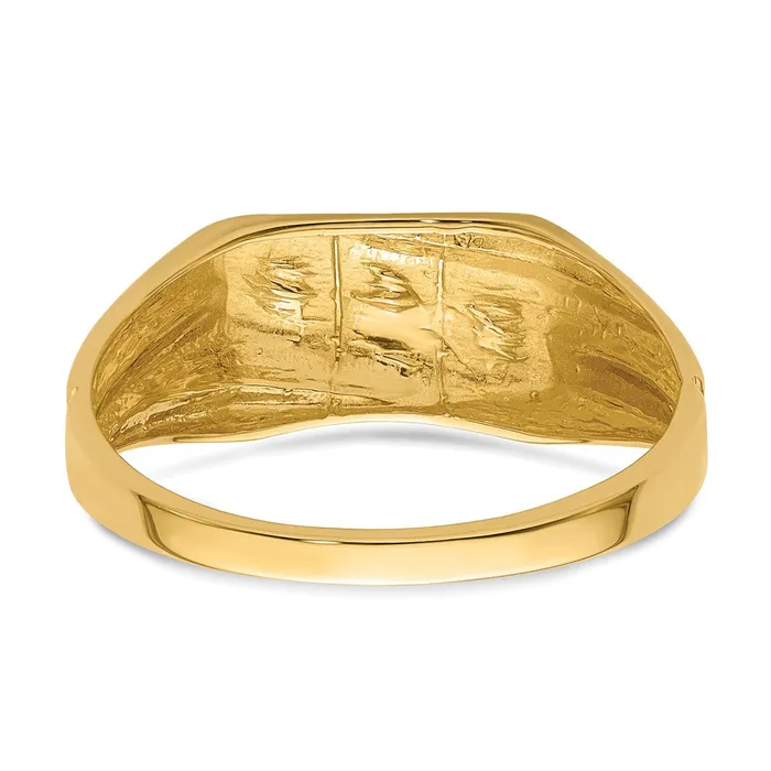 Goldiacom Rings Mens DAD Fathers Day Natural Diamond Ring in 14K Yellow Gold