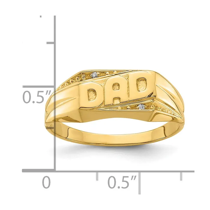 Goldiacom Rings Mens DAD Fathers Day Natural Diamond Ring in 14K Yellow Gold