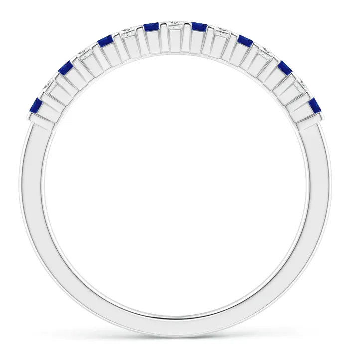 Goldiacom Rings Princess Cut Created Blue Sapphire u0026 CZ Half Eternity Wedding Band in 14K Yellow Gold