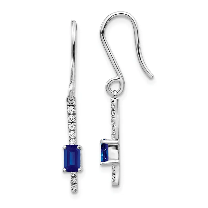Goldia Earrings 14K White Gold Lab Grown VSSI G Diamond and Created Sapphire Fancy Earrings