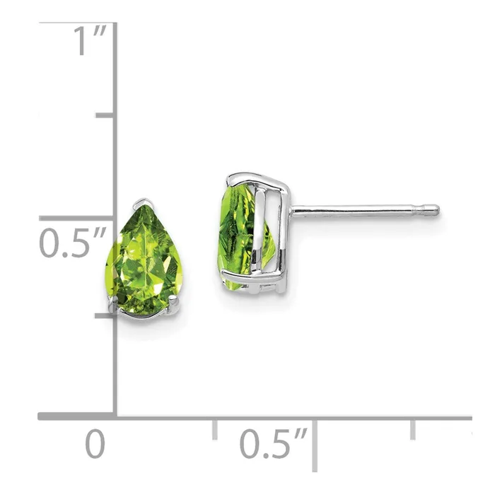 Goldia Earrings 14k White Gold Peridot Pear Stud Earrings