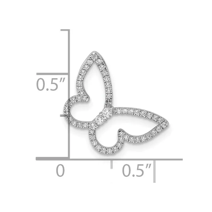Goldia Earrings 14k White Gold Polished Butterfly Real Diamond Chain Slide