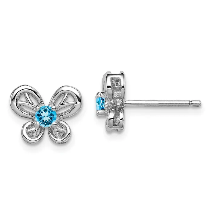 Goldia Earrings Sterling Silver Rhodiumplated Light Swiss Blue Topaz Earrings